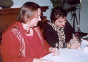 Shauna Singh Baldwin signing copy for Canadian HC